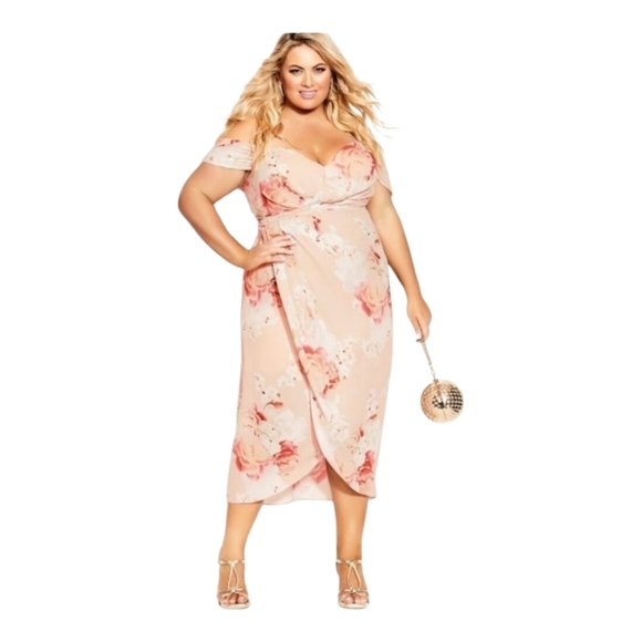 City Chic Powder‎ Floral mauve Maxi Dres plus size XL 22 new!! - Picture 7 of 13